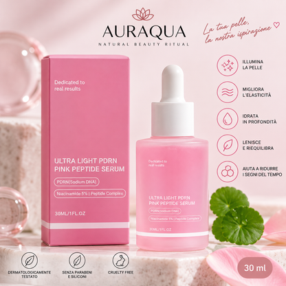 Auraqua Pink Peptide Serum – Siero Viso Illuminante PDRN & Peptidi 30 ml