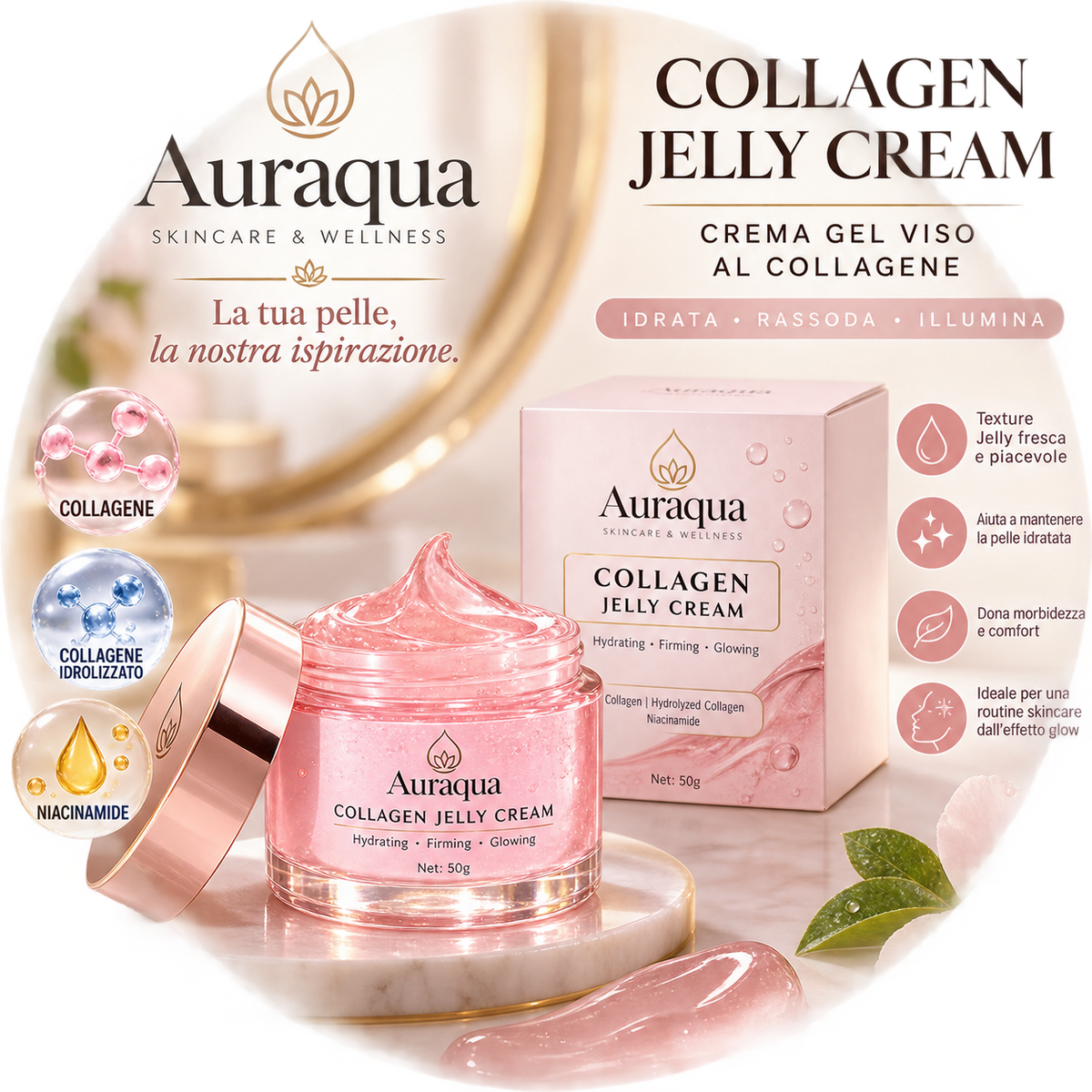Auraqua collagen Jelly Cream - Crema gel viso al collagene